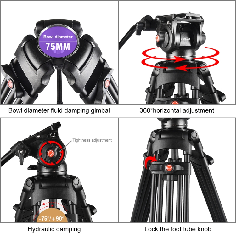 Puluz Heavy Duty Video Camcord - đánh giá và giá Fluid Head Tripod