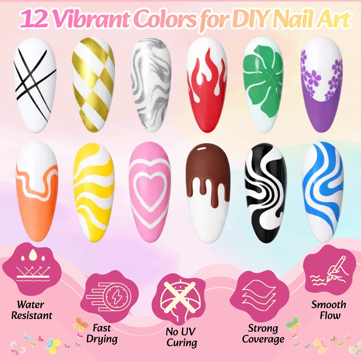 12 Colors 3D Nail Art Pens Set - đánh giá và giá Photography Fine Art