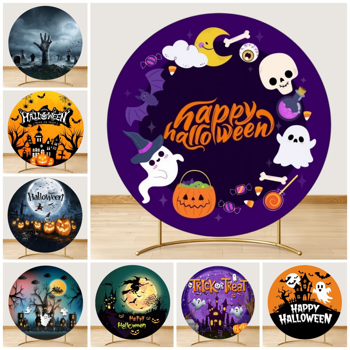 Round Halloween Backdrop Skull - đánh giá và giá Photography Trick