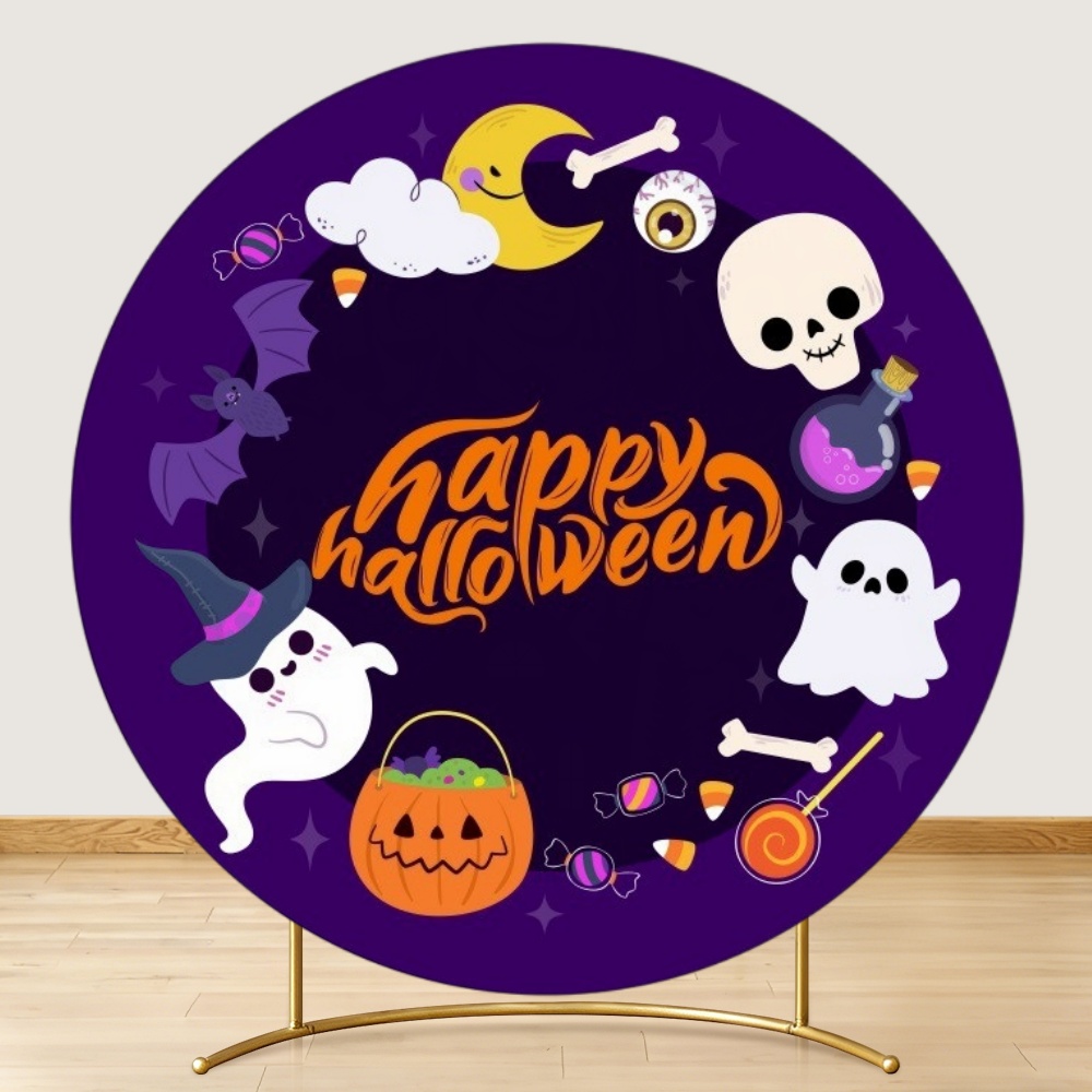 Round Halloween Backdrop Skull - đánh giá và giá Photography Trick